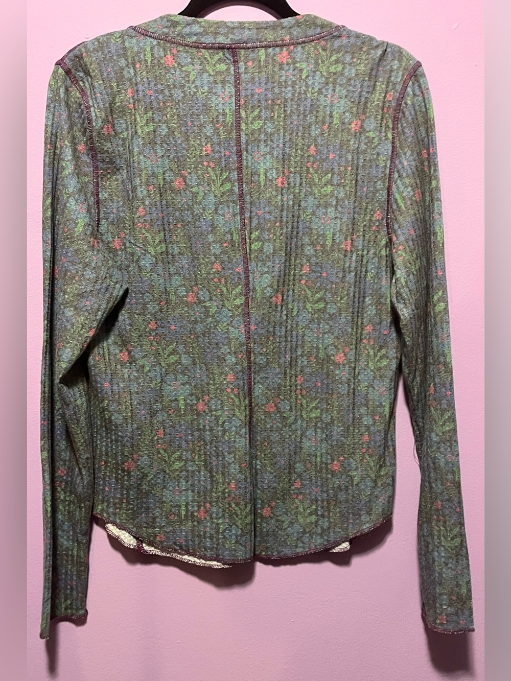 NWT Natural Life Reagan Thermal Henley in Dark Blue Garden - Sz XL - Picture 5 of 6